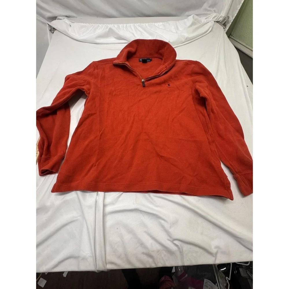 Polo Ralph Lauren Sweater 1/4 Zip Pullover Mockneck Orange Men Sz M Pony Ribbed
